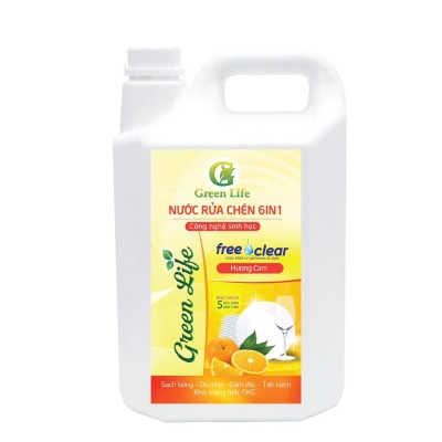 Nước rửa chén 6in1 (Hương cam) 5 lít